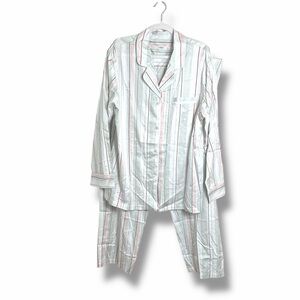 I Magnin Striped Cotton Pajama Set Size XL
